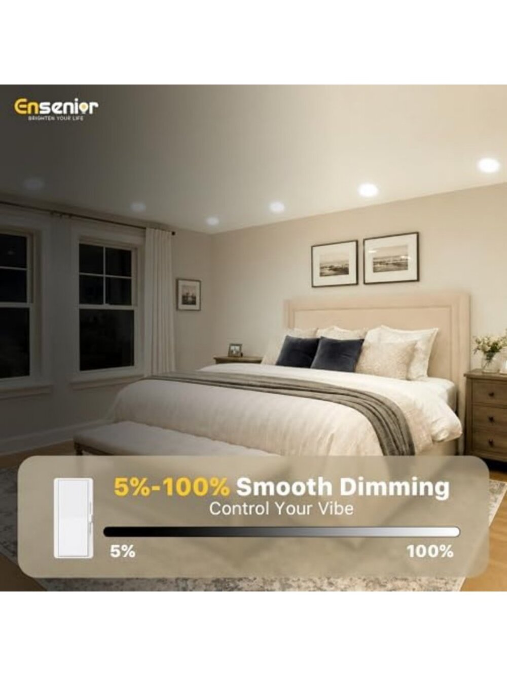 6 Inch LED Recessed Ceiling Light - 5CCT Color Temperature, 1200LM, Energy - Picture 4 of 6